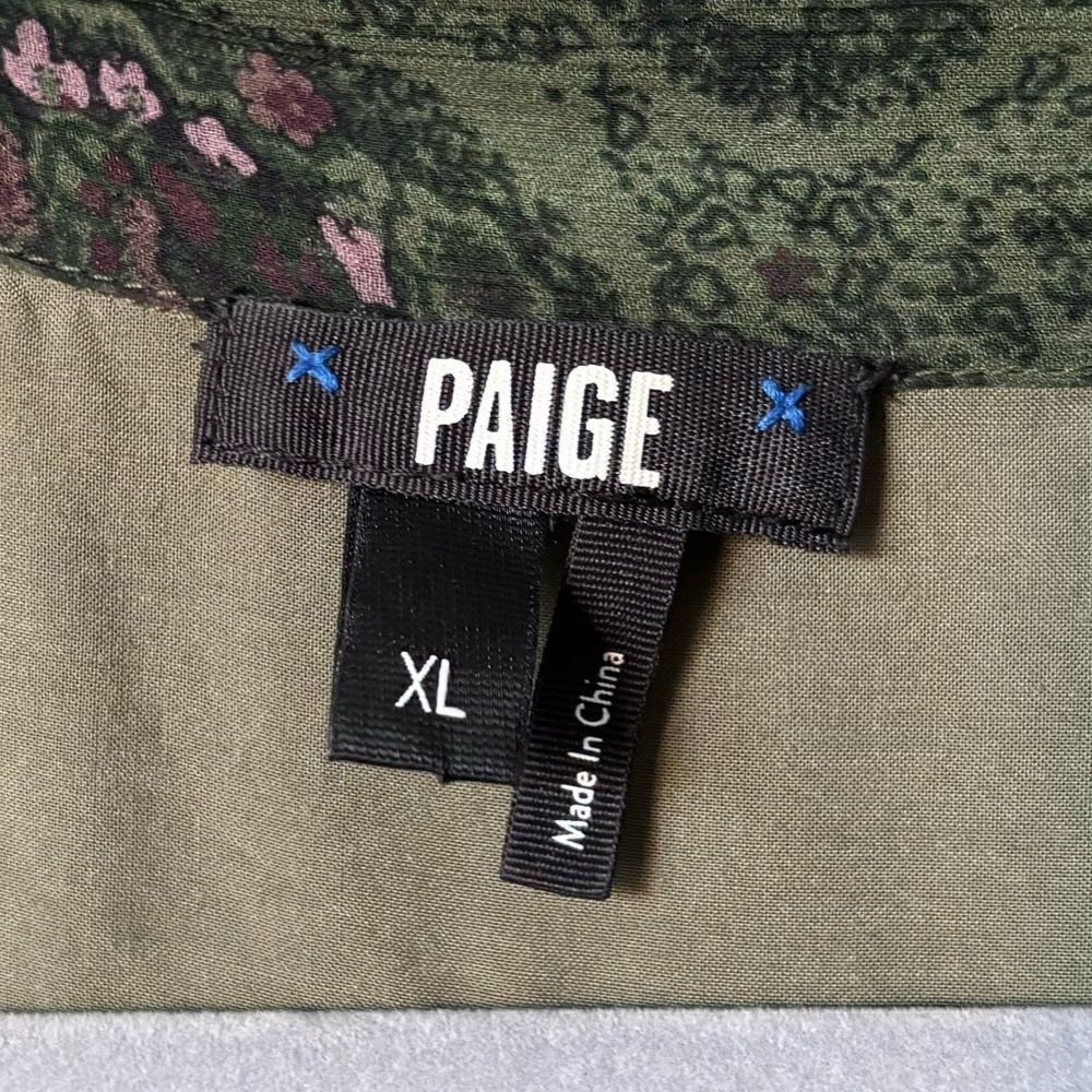 Paige Vittoria Mini Multi Green Dress Long Sleeve Army Size XL - Picture 14 of 17
